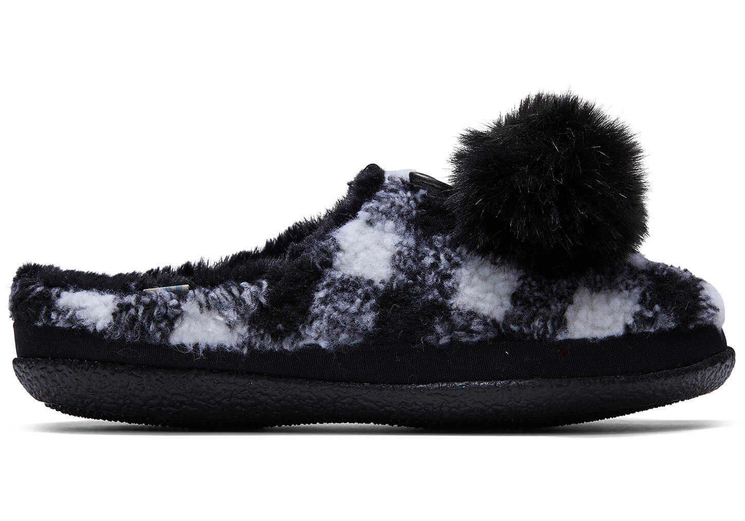 Toms Ivy Plaid Faux Fur with Tassels - Womens Slippers - Black - NZ - 872456WQB